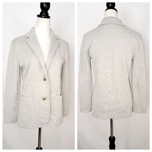 J.Crew Light Grey Merino Wool Knit Sweater Blazer 2 Button Pockets XS
